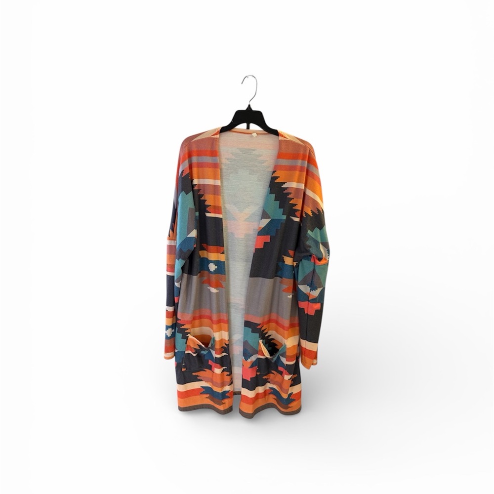 Colorful Geometric Patterned Cardigan